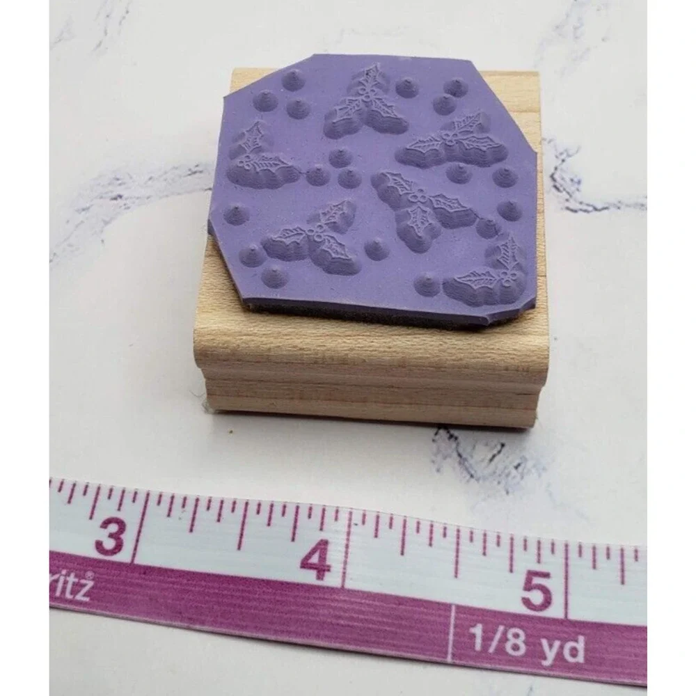Christmas Themed Lot of 5 Holiday Wood Mounted Rubber Stamps